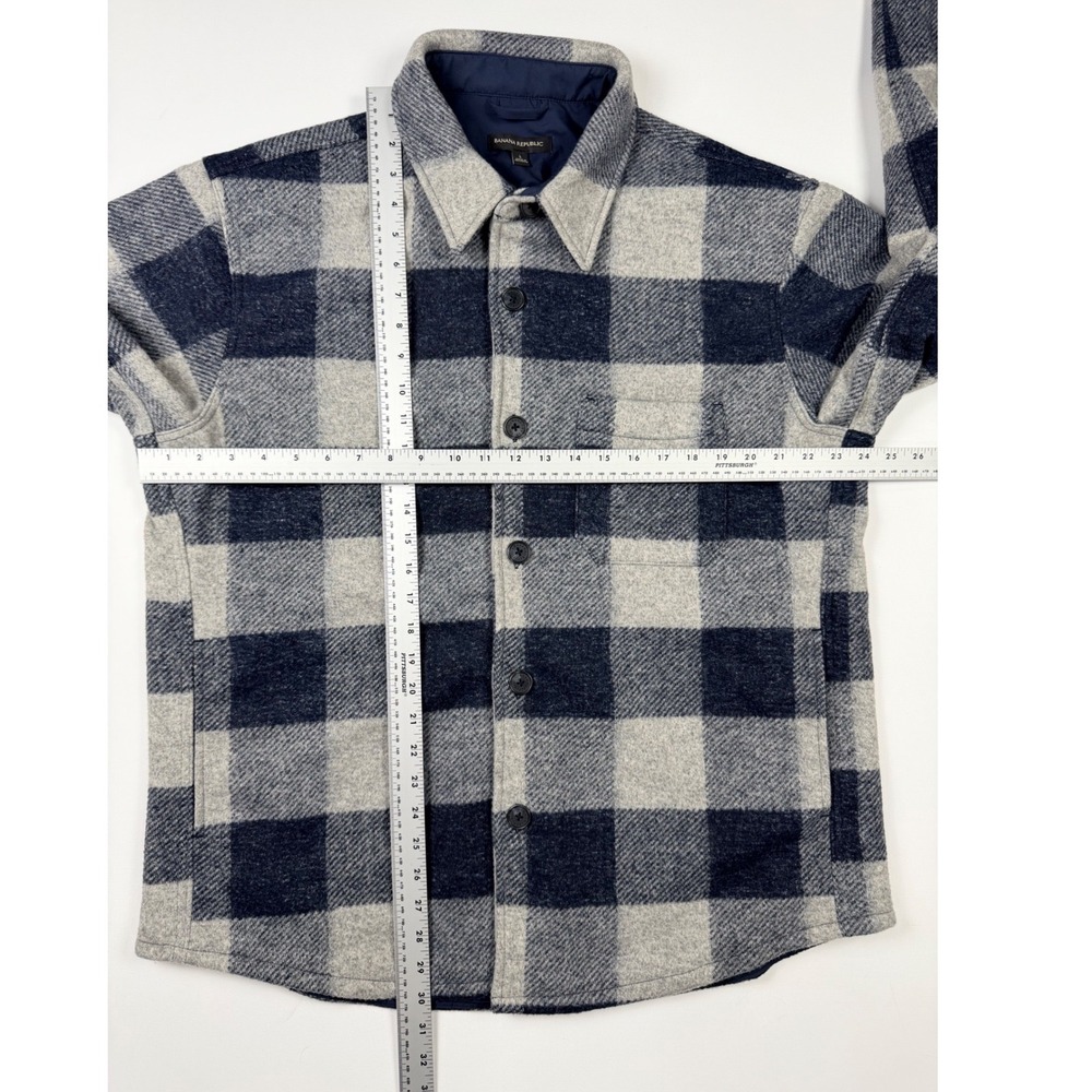 Banana Republic Shirt Jacket Mens L Navy Grey New Buffalo Check Shacket - Picture 7 of 10
